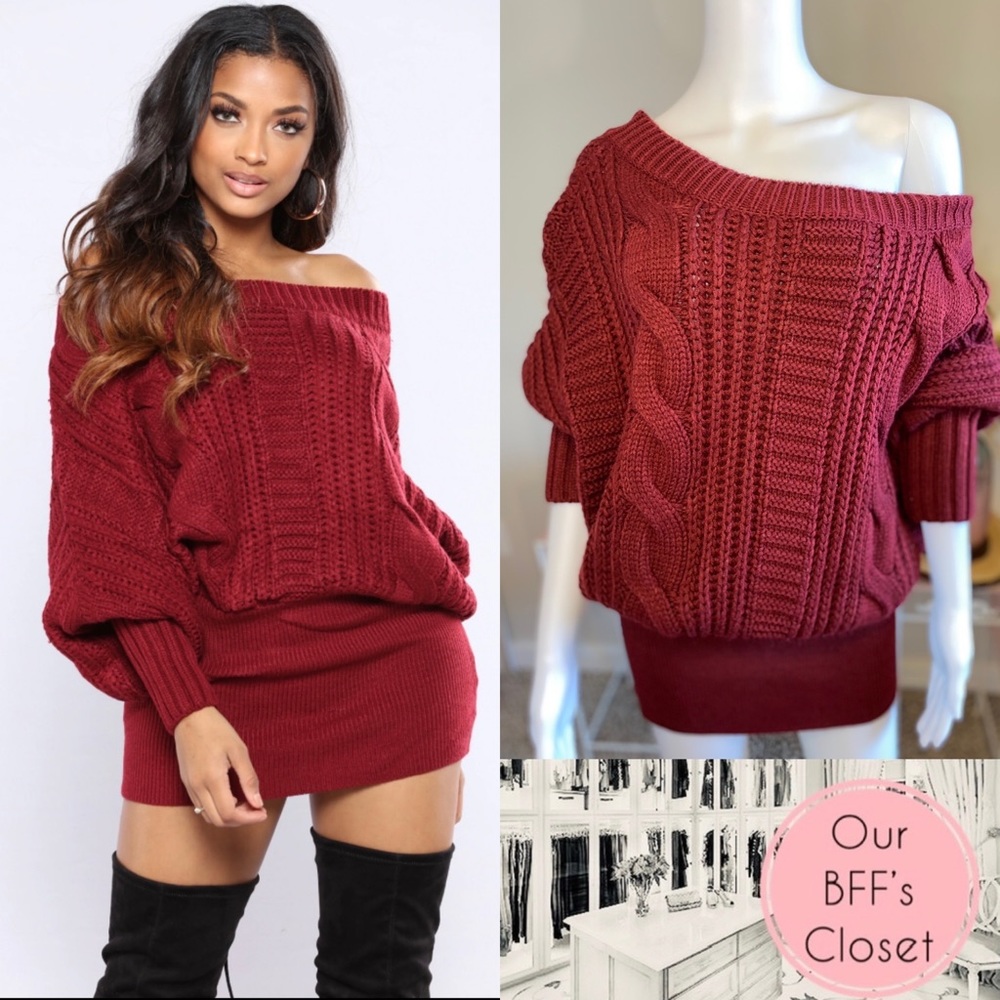 🍷<Fashion Nova> Wine Sweater Dress